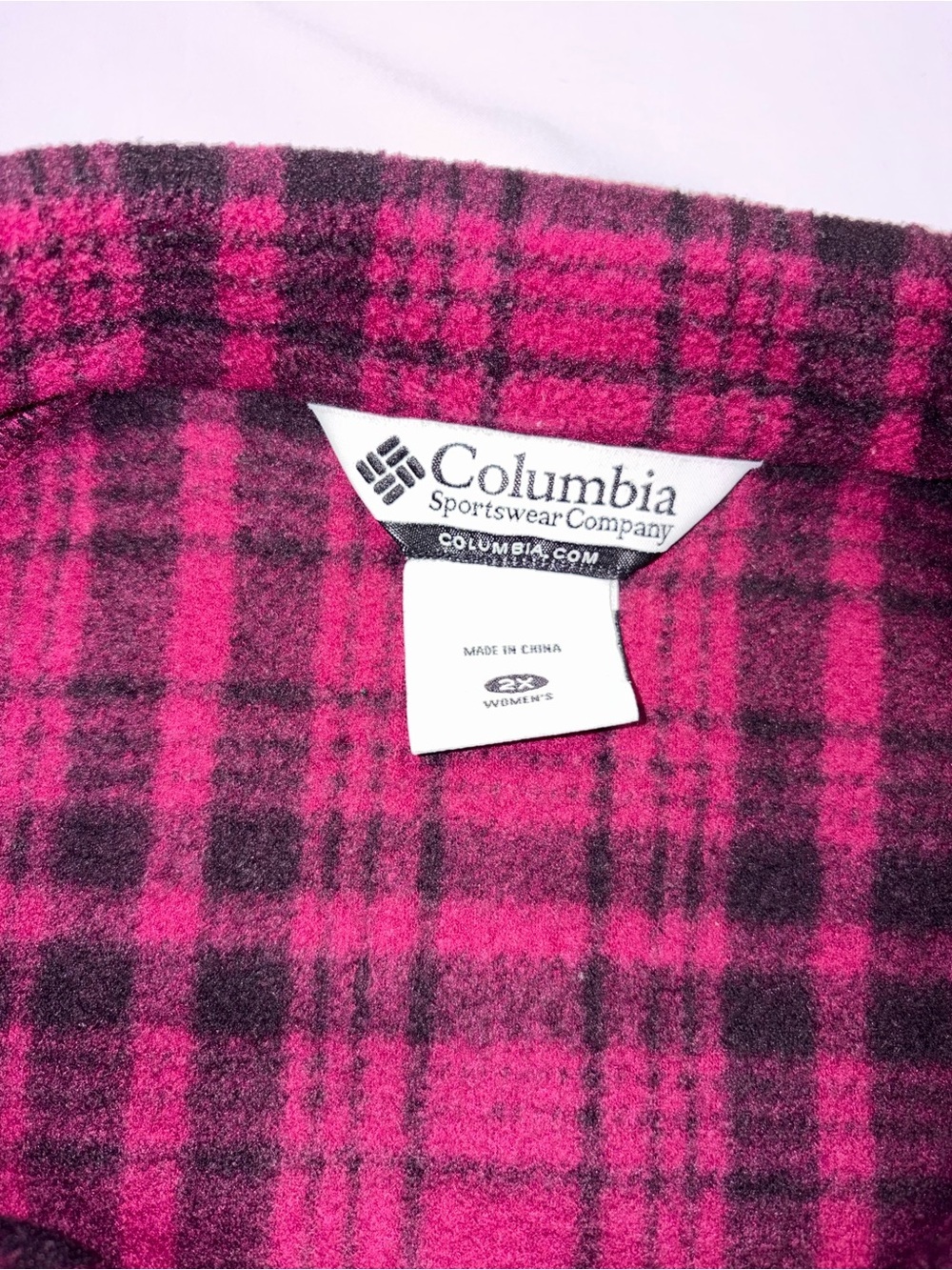 Columbia Pink and Black Plaid Fleece Zip-Up Sweater lot B - Picture 2 of 5